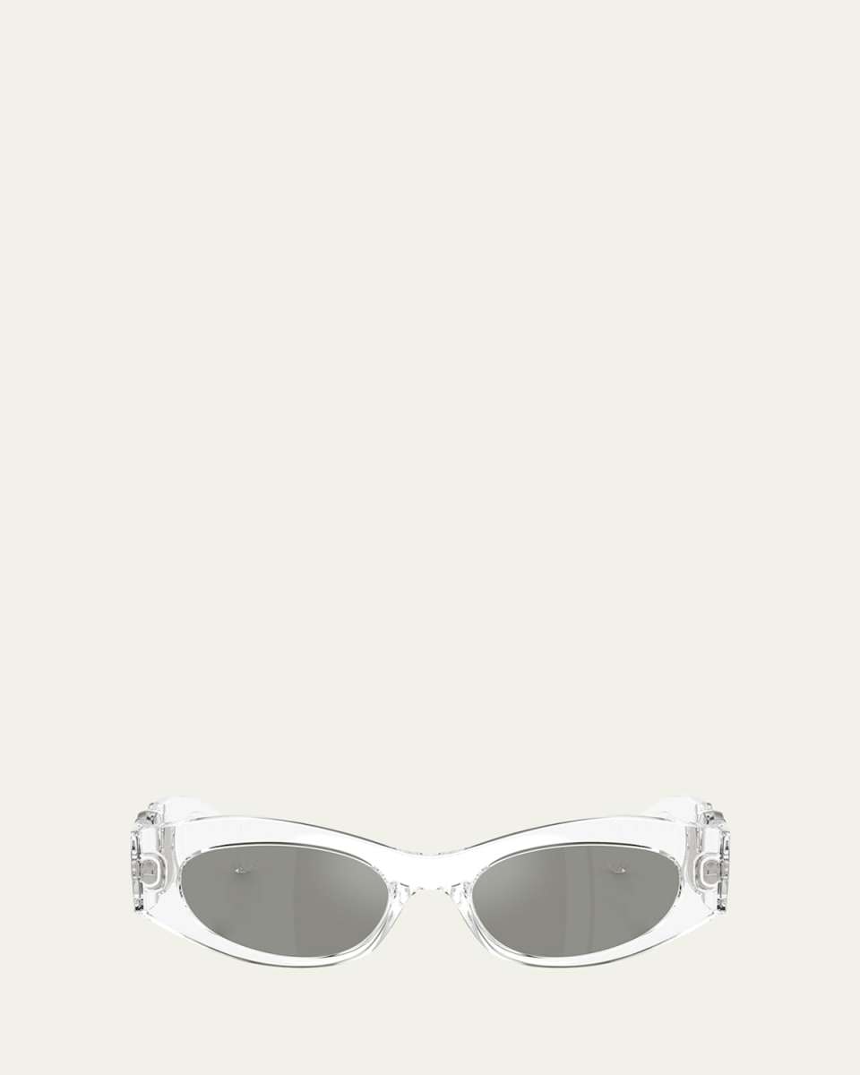 Medusa Embellished Oval Plastic Sunglasses, 51MM
